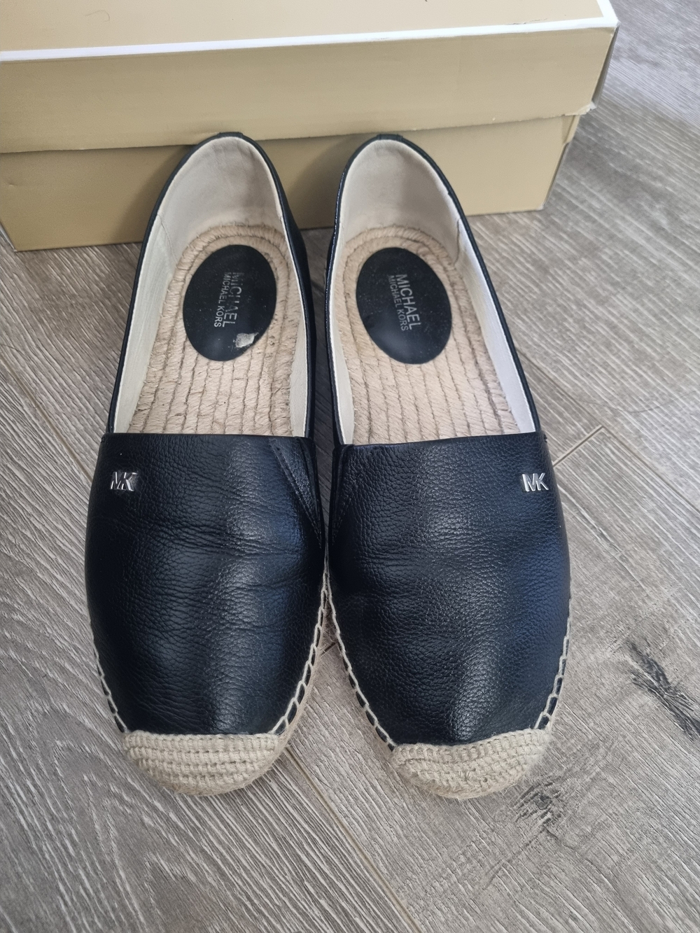 MICHAEL Michael Kors Black Leather Espadrille Flats
